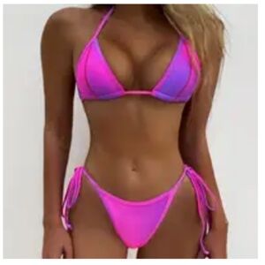 SHEIN Vibrant Pink and Purple String Bikini Set NWOT